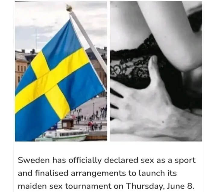 Sex Championship is going to be held in Sweden, swedish game
